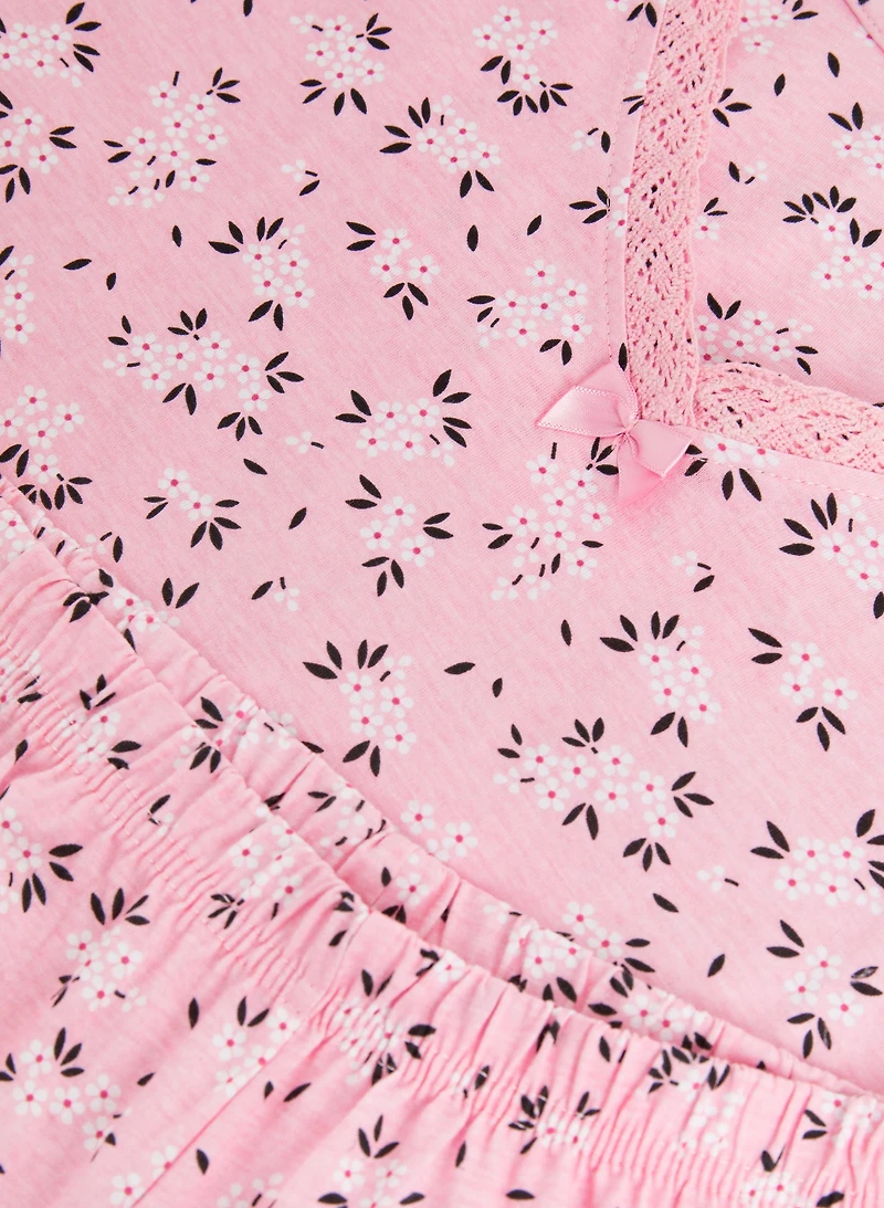 Ensemble pyjama en coton à motif floral