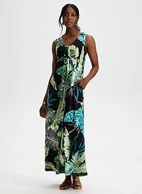 Robe maxi à motif tropical