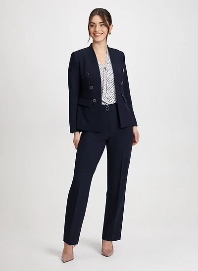 Double-Breasted Jacket & Wide Leg Pants