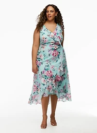 Floral Print Ruffle Detail Midi Dress