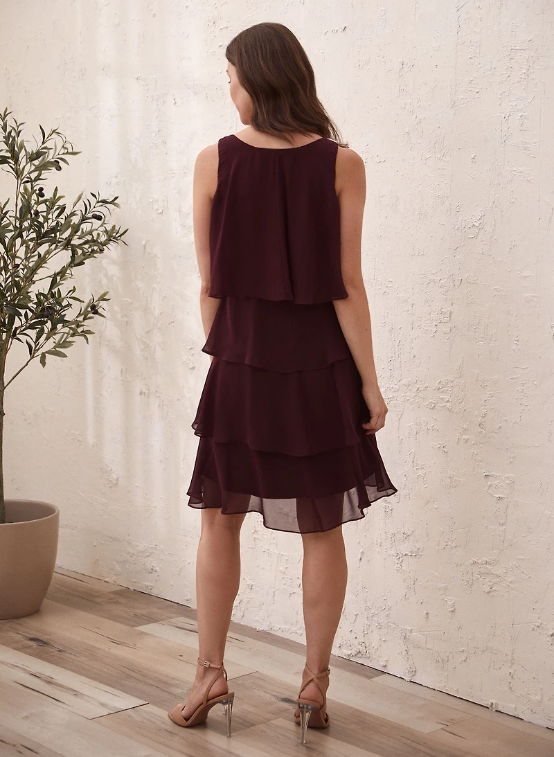 Tiered Ruffle Chiffon Dress