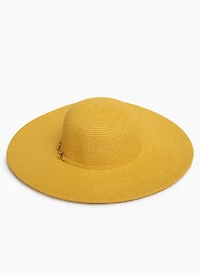 Wide Brim Chain Detail Straw Hat