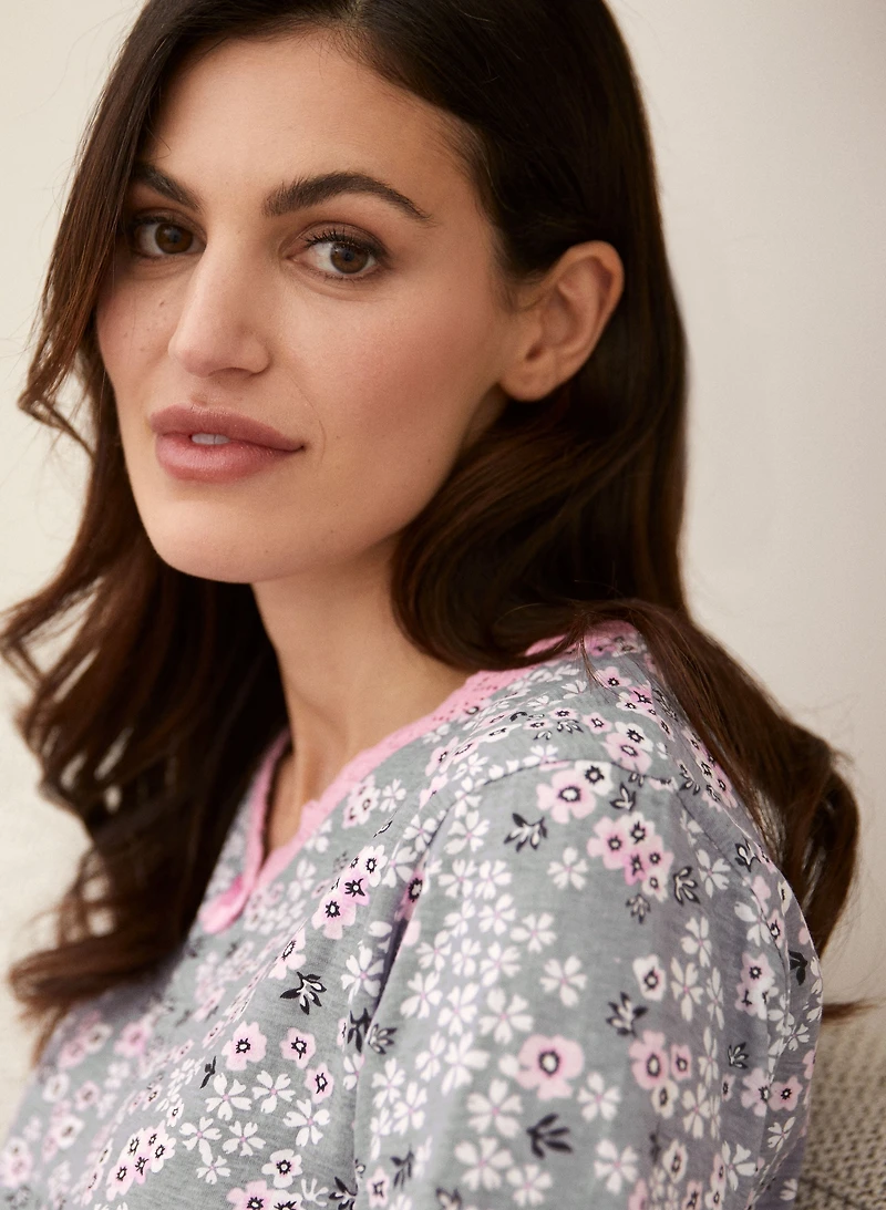 Ensemble pyjama en coton à motif floral