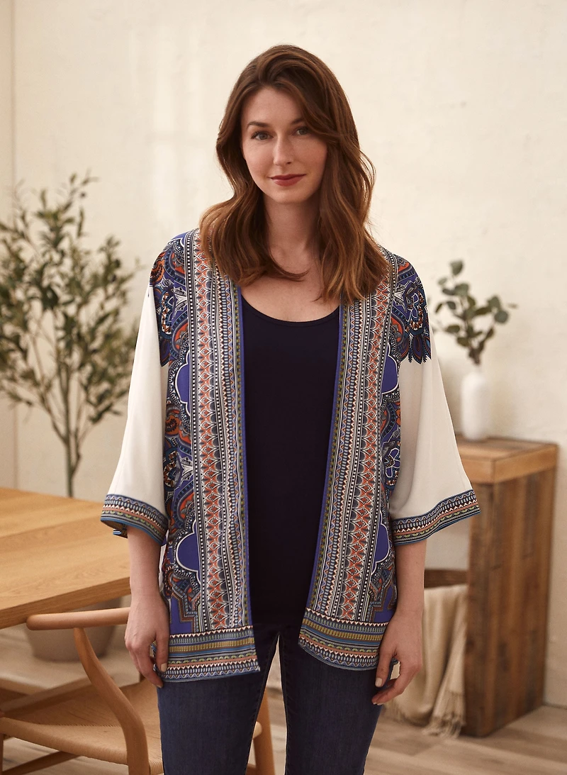 Tunique ouverte à motif cachemire
