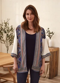 Tunique ouverte à motif cachemire