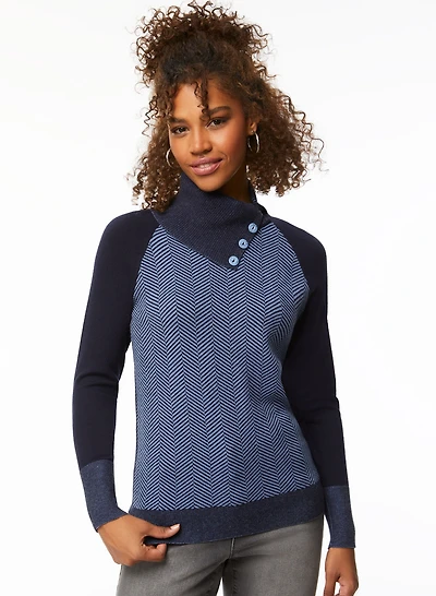 Pull à motif chevrons et encolure fendue