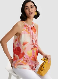 Haut fleuri à col licou