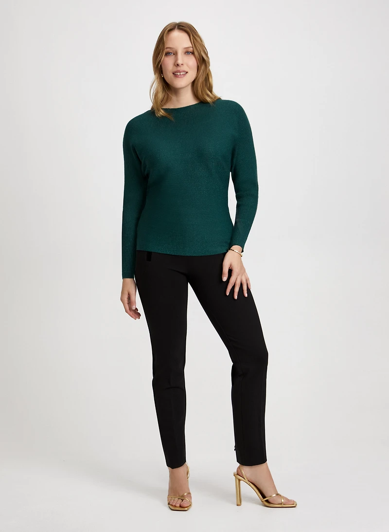 Shimmery Knit Sweater & Bow Detail Pants