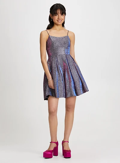 Glitter Dress & Crystal Dangle Earrings
