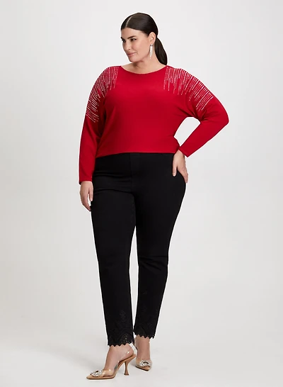 Pull à pierre du Rhin et pantalon à jambe étroite