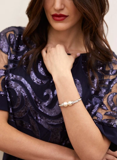 Bracelet rigide à perles et cristaux