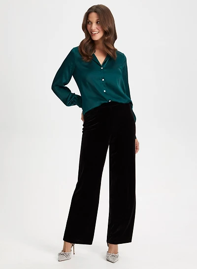 Satin Blouse & Olivia Velour Pants