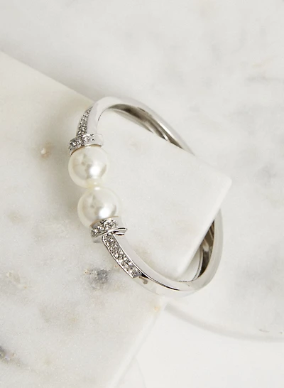 Bracelet rigide à perles et cristaux