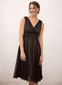 Robe midi à matière plissée