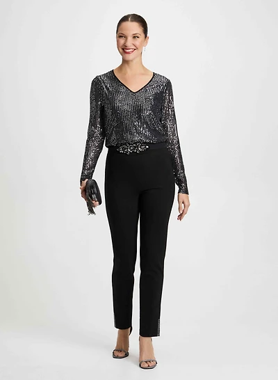 Pantalon à enfiler et haut à sequins
