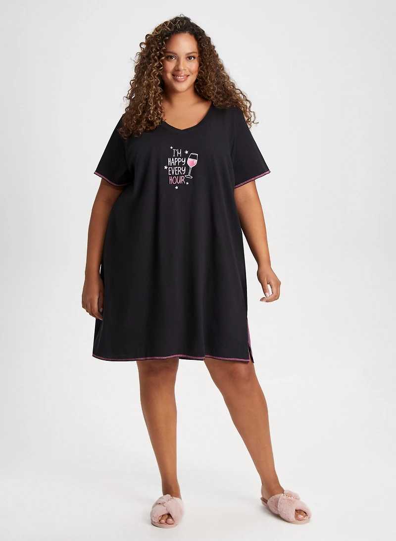 Embroidered Text Nightshirt