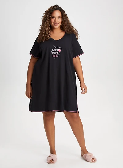 Embroidered Text Nightshirt