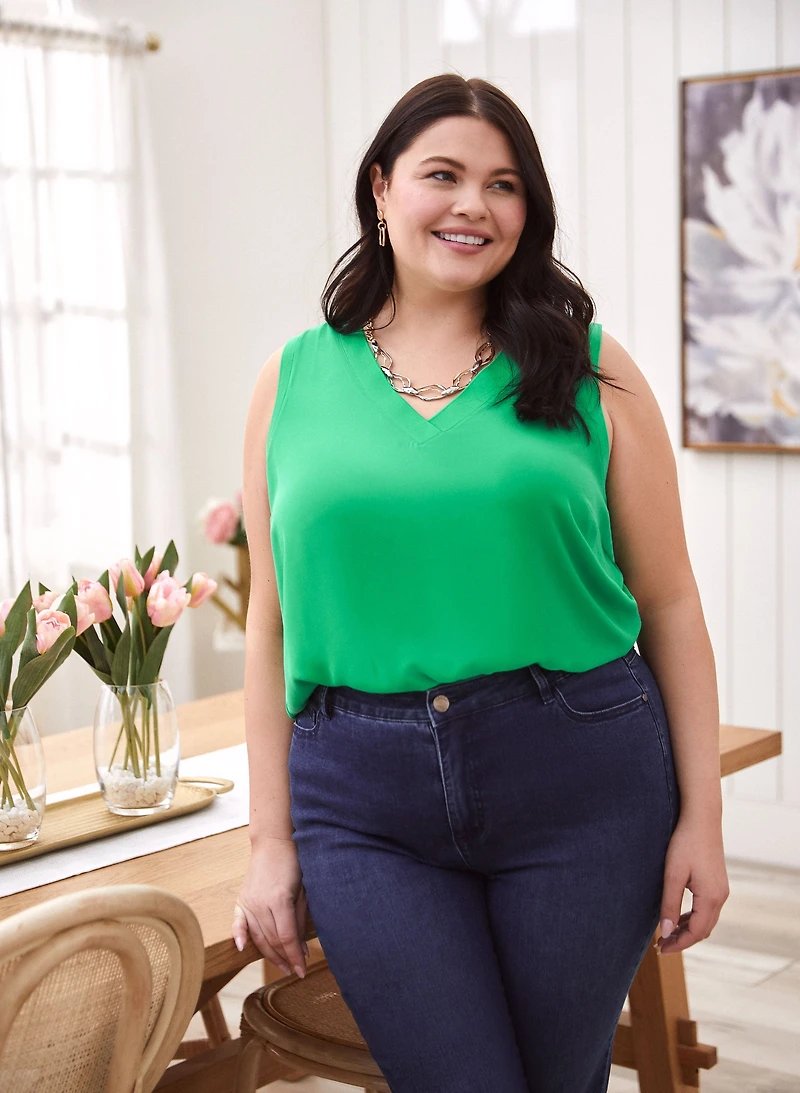 Sleeveless V-Neck Blouse