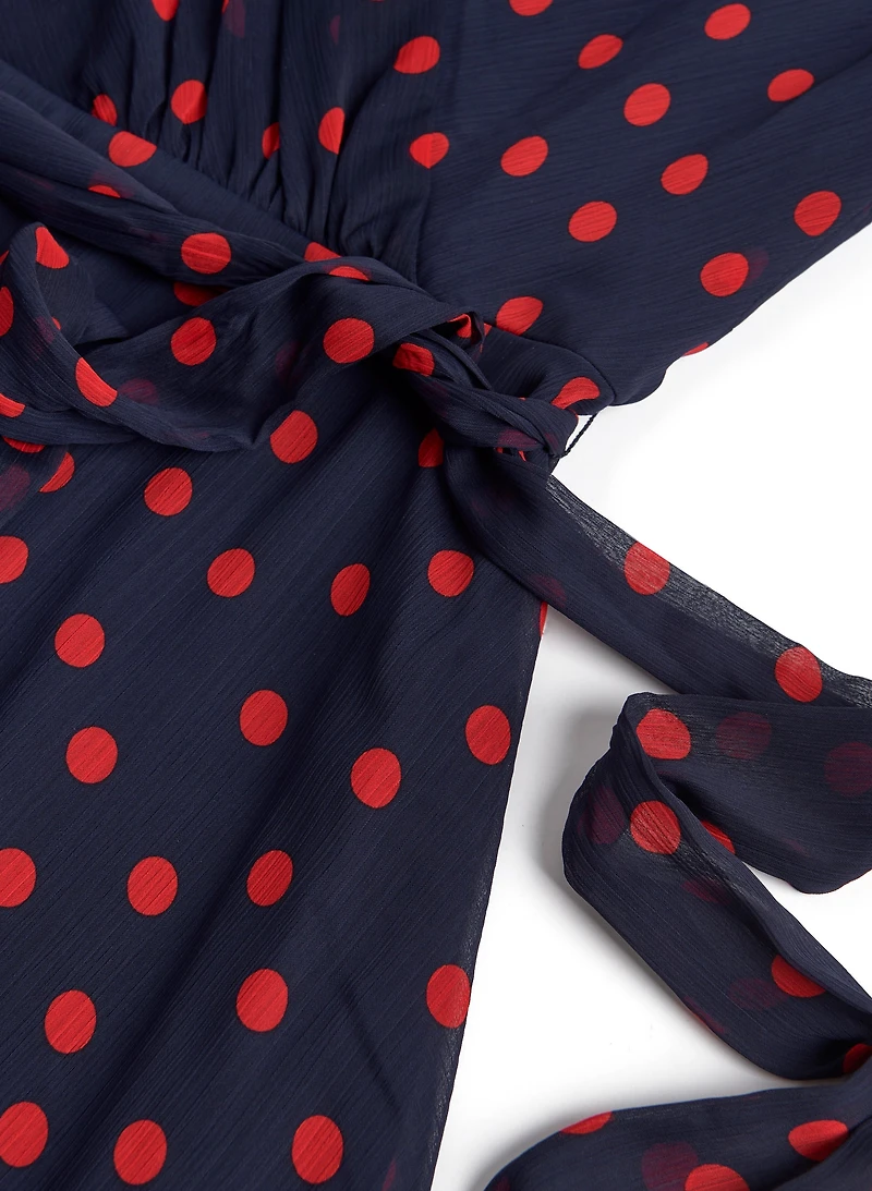 Dot Print Chiffon Dress