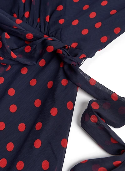 Dot Print Chiffon Dress