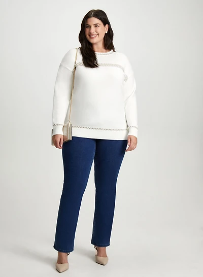 Pearl Detail Sweater & Bootcut Jeans