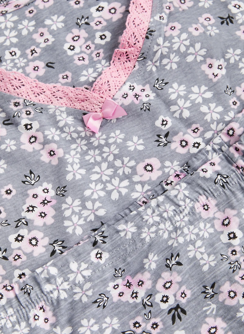 Ensemble pyjama en coton à motif floral