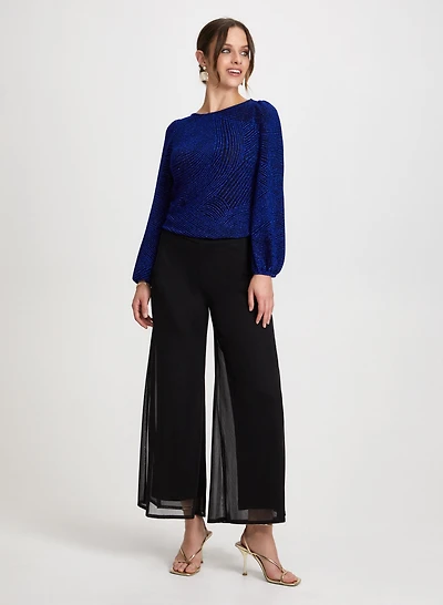 Metallic Top & Chiffon Overlay Pants