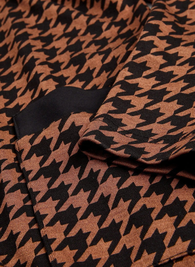 Houndstooth Print Cardigan