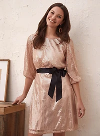 Balloon Sleeve Sequin Dress