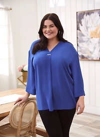 3/4 Sleeve V-Neck Blouse