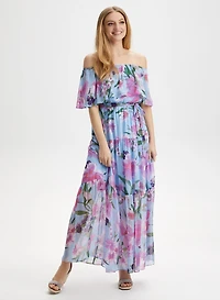 Off-the-Shoulder Floral Print Dress