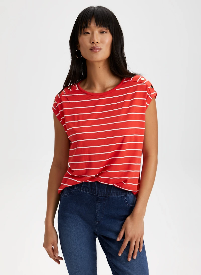 Stripe Print Two-Tone Top