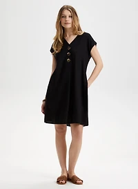 Robe boutonnée en mélange de lin