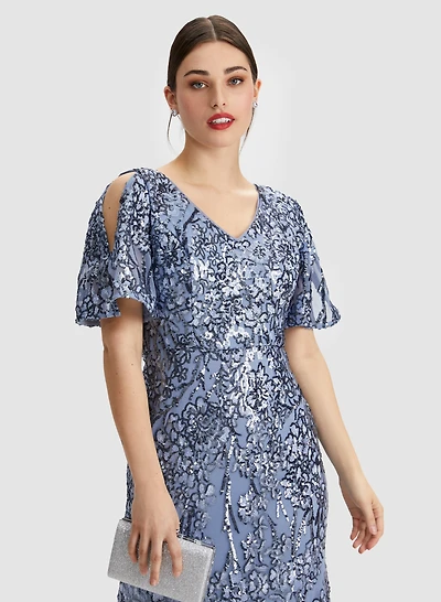 Sequined Floral Motif Dress