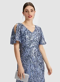 Sequined Floral Motif Dress