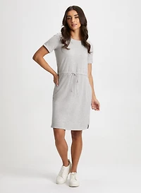 Short Sleeve Dress & Dome Earrings