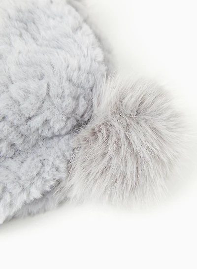 Tuque en fourrure à pompon amovible