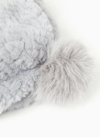 Tuque en fourrure à pompon amovible