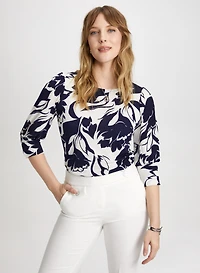 Haut fleuri à manches 3/4