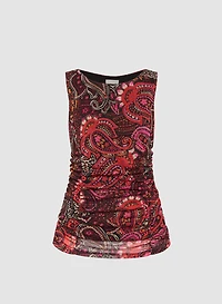 Sleeveless Paisley Print Top