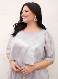Tiered Metallic Capelet Dress