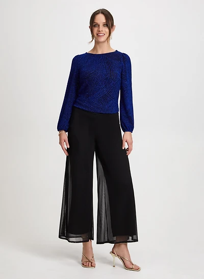 Chiffon Overlay Pants & Metallic Top