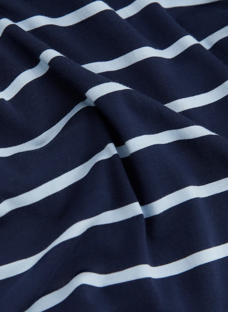 Stripe Print 3/4 Sleeve Tee