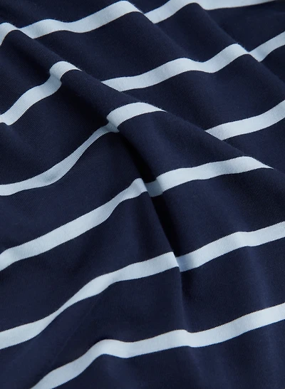 Stripe Print 3/4 Sleeve Tee