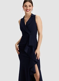 Ruffle Detail Tuxedo Dress