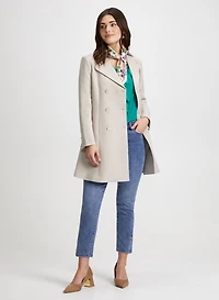 Ruffle Front Chiffon Top & Button Hem Jeans