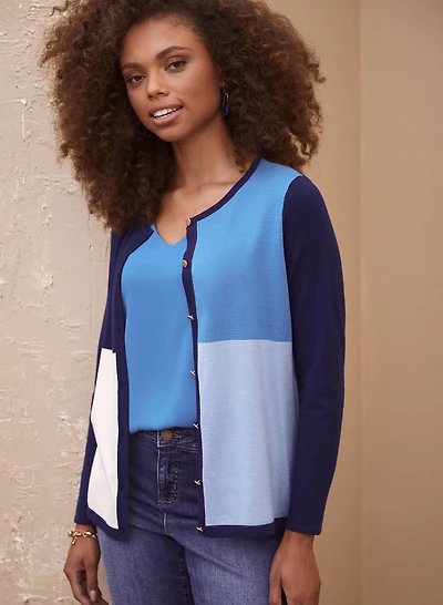 Cardigan à blocs de couleurs