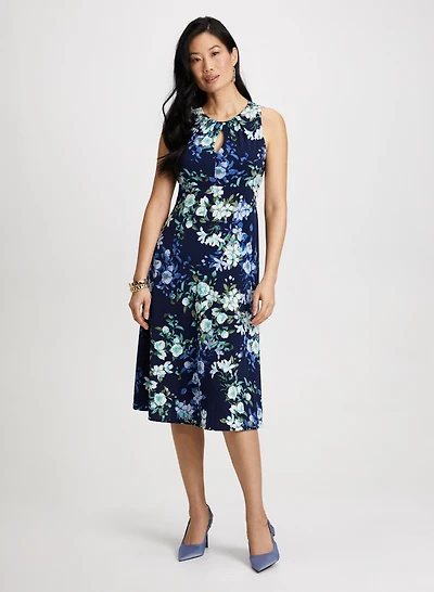 Robe midi florale à plis