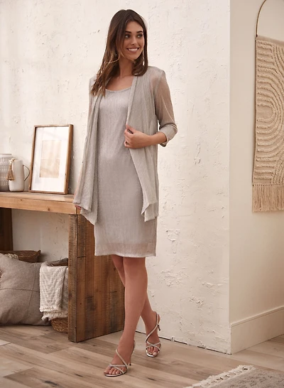 Ensemble de robe et veste métalliques