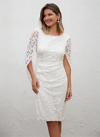 Sequin Lace Drape Back Dress